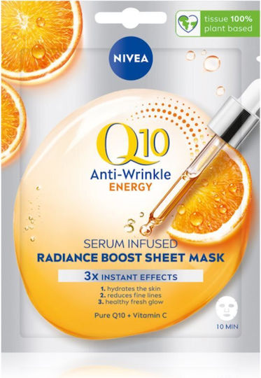 Nivea Q10 Plus C 10 Minutes Sheet Μάσκα Προσώπου για Λάμψη