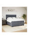 King Size Bed Upholstered with Dark Grey Velvet with Slats & Mattress 200x200cm