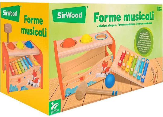 Xilofon din lemn educativ Globo Sirwood, forme, 18+ luni