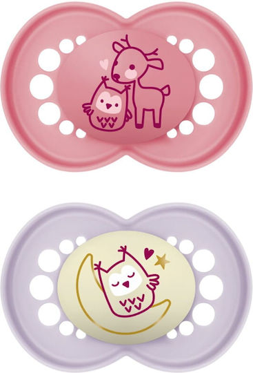 Mam Orthodontic Pacifiers Silicone Night Owl / Deer - Rotten Apple-Lilac for 16+ months 2pcs