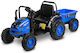 Kids 12V Electric Ride On Tractor with Trailer Hector Blue