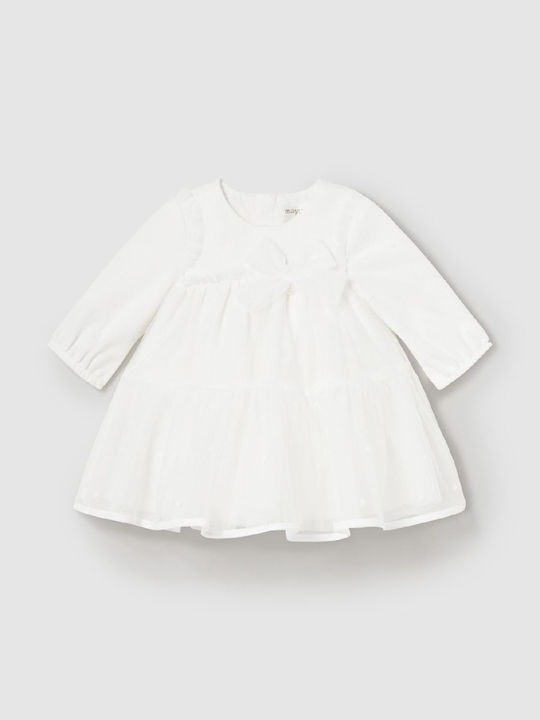 Girls Dress Long Sleeve Tulle Set with Accessories Ecru