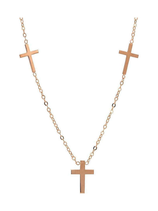 Goldsmith Damen Kreuz aus Rosé Vergoldetem Silber mit Kette
