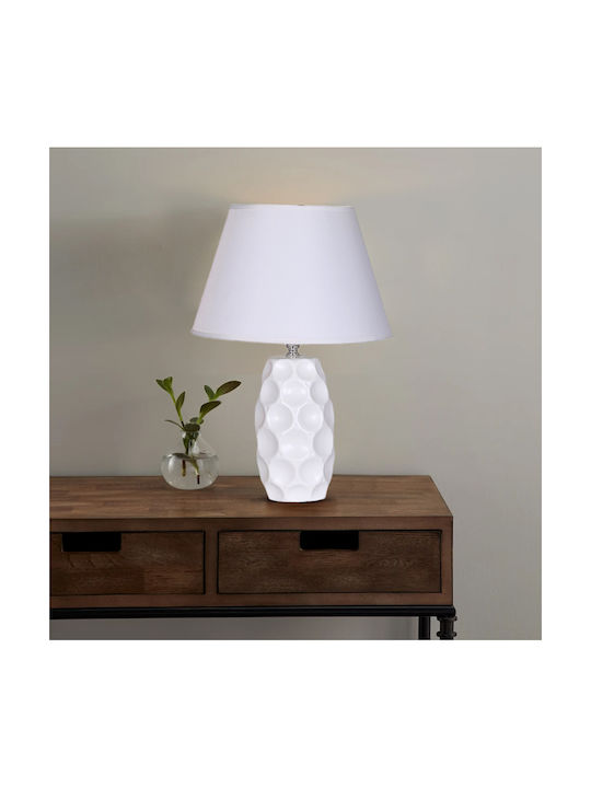 Powertech Ceramic Table Lamp for Socket E27 with White Shade and Base 10pcs