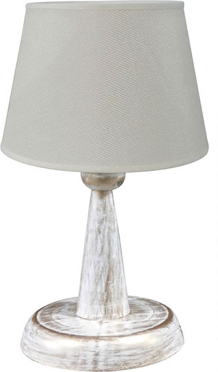 Heronia Plastic Vintage Table Lamp for Socket E27 with Beige Shade and Bronze Base