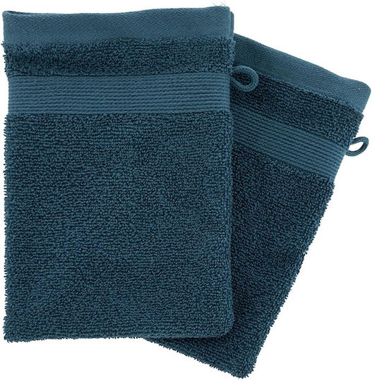 Set of Bath Gloves Atmosphera Cotton 450gsm Dimensions 15x21cm 2 Pieces Aegean Blue 125865y