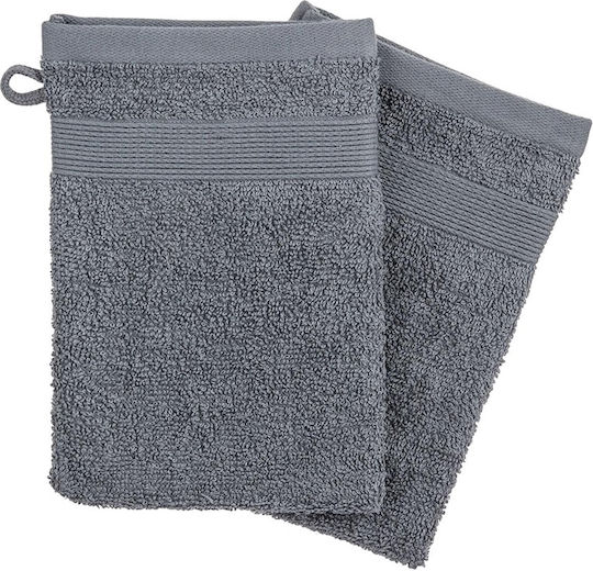Комплект от ръкавици за баня Atmosphera памук 450gsm размери 15x21см 2 броя тъмно сиво 125865l