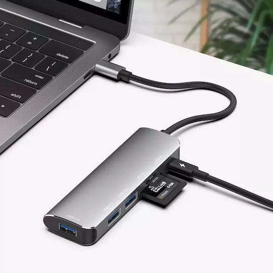 Onten Usb-c Otn-95116b Usb 3.0*3 Sd Tf Card Reader Pd Charger