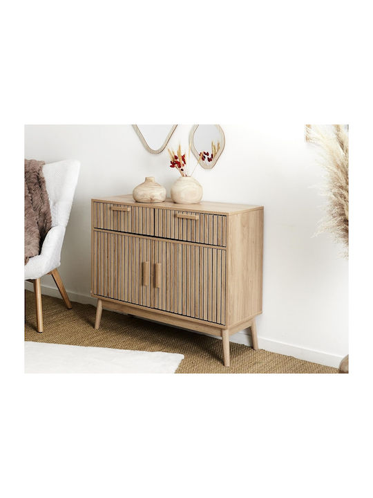 Sideboard Klaus Wooden with Drawers & Mirror Wood Shade Hd0091ygo 100x35x80cm