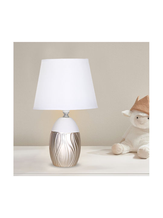 Powertech Ceramic Table Lamp for Socket E27 with Gold Shade and Base