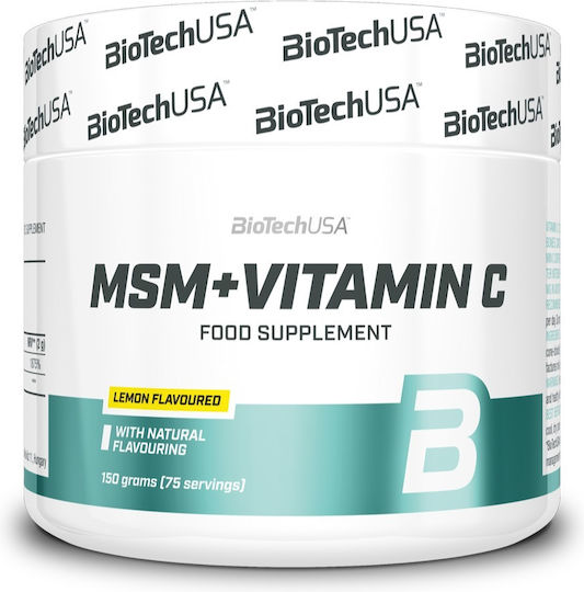 Biotech USA MSM + Vitamin C Supplement for Joint and Bone Health 150gr 75 Servings Lemon