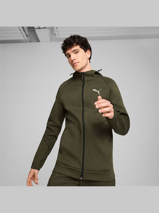 PUMA Evostripe Khaki Cardigan With Hood