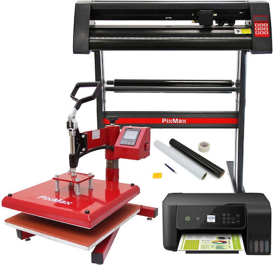 Presa termică cu balans de 38 cm Pixmax, imprimantă de tăiere a vinilului și set de îndepărtare a resturilor