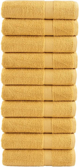 vidaXL 50x100cm Gold 10 Pieces Weight 600gsm Bath Towels