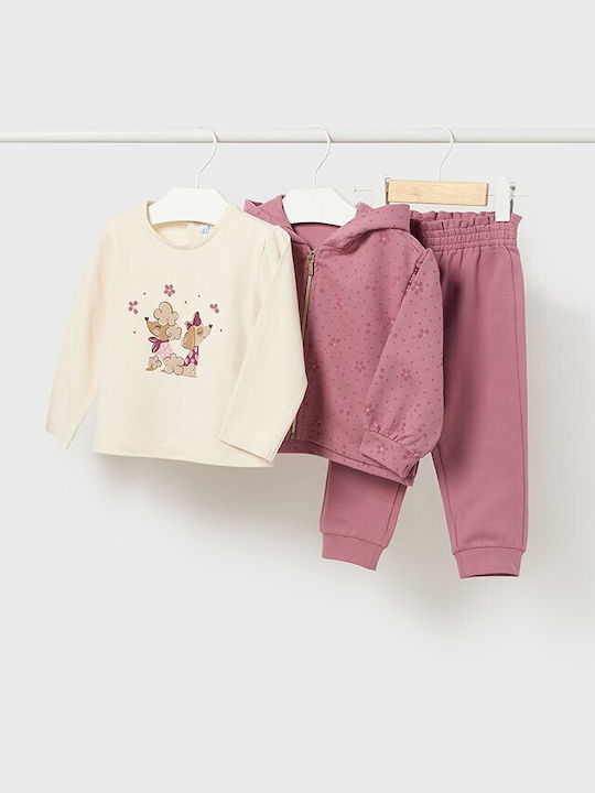 Mayoral Kids Sweatpants Set Rose 3pcs