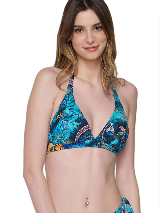 Luna Padded Triangle Bikini Top Jasmin Blue Floral