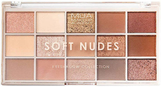 MUA 15 Shade Палитра със Сенки за Очи в Твърда Форма Soft Nudes 12гр