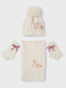 Kids Beanie Set with Gloves Knitted Beige 3pcs
