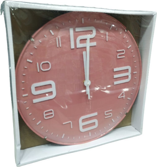 Wall Clock Plastic Pink 30x3.5cm