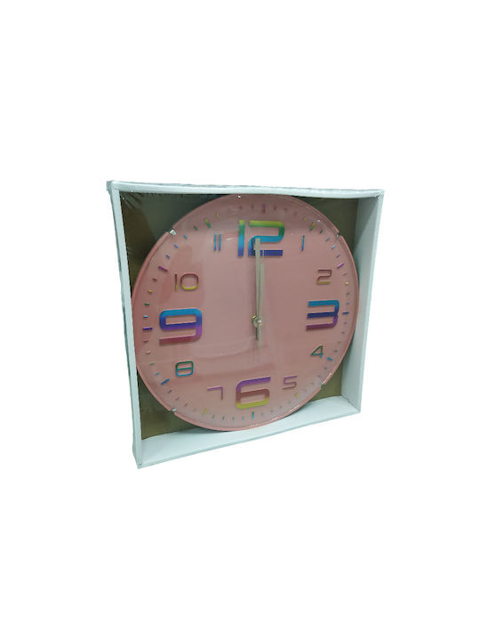 Wall Clock Plastic Pink Ø30cm