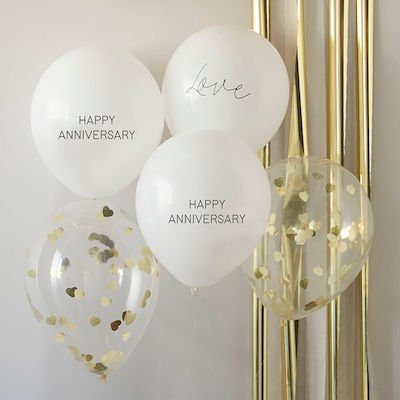 Set of 5 Balloons Latex White Marriage 30cm