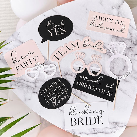 Ginger Ray "team Bride" Photo Booth Prop για Party με Θέμα "Γάμος" Σετ 10τμχ TH-128
