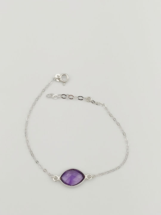 Silver Bracelet with Natural Amethyst Stone