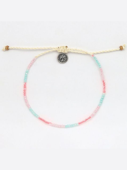 Ankle Bracelet Mini Beads Cyan Pink