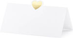 Place Cards White Heart Gold 10 Pieces