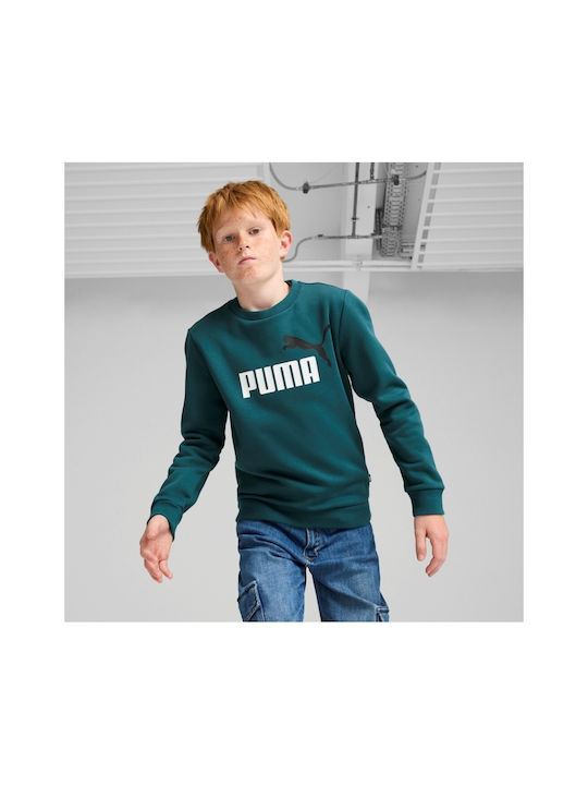 Puma Kids Sweatshirt Green Ess+ 2 Col Big Logo Crew