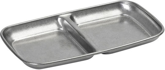 Espiel Inox Dessert Divided Serving Plate with 2 Slots Snow Silver 9x15.3x1.5cm 6pcs