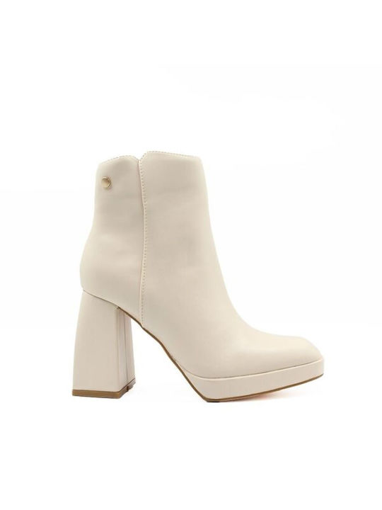 Mia Women's Ankle Boots with High Heel Beige