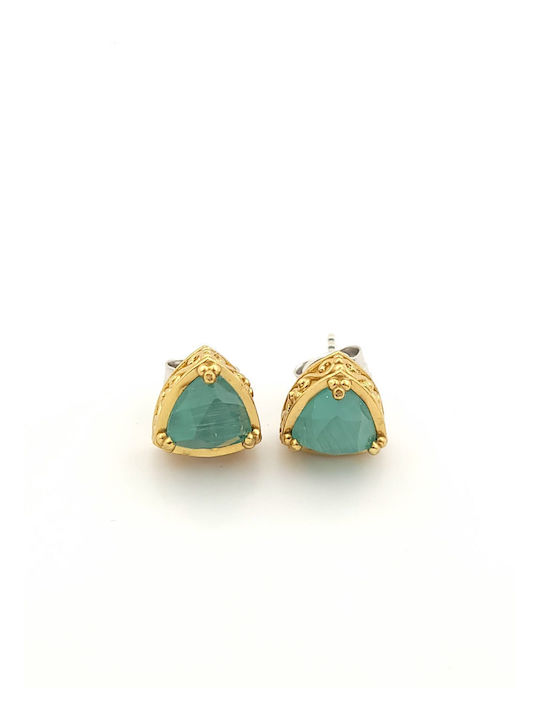 Silver Plated Stud Earrings Dimitrios-exclusive Open Emerald Cat Eye Gold Plated Crown Code s185