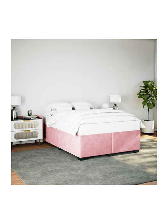 Vidaxl Πλαίσιο Κρεβατιού Ροζ 160x200cm Βελούδινο 1 Τεμ Διπλό Ροζ