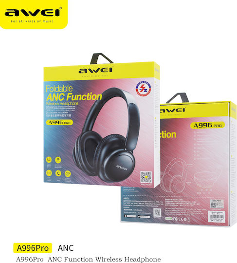 Awei Wireless / Wired Over Ear Headphones with 16 hours of Operation Black