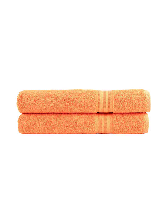 vidaXL Bath Towel 100x200cm Orange 2 Pieces Wei...