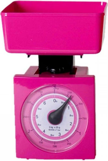 Analoge Küchenwaage mit Eimer bis 3kg Rosa