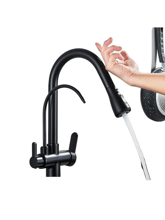 Kitchen Faucet Counter with Shower Black