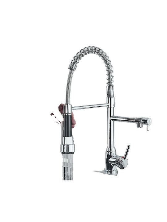 Kitchen Faucet Counter with Shower Silver