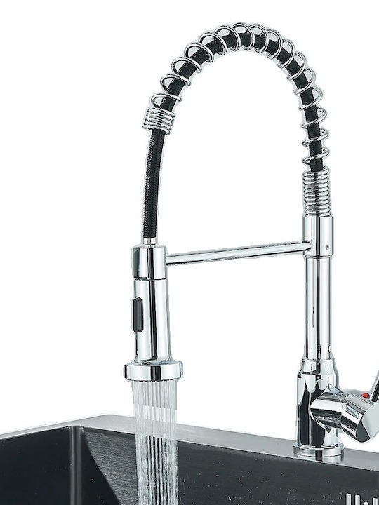 Kitchen Faucet Counter with Shower Retractable Black