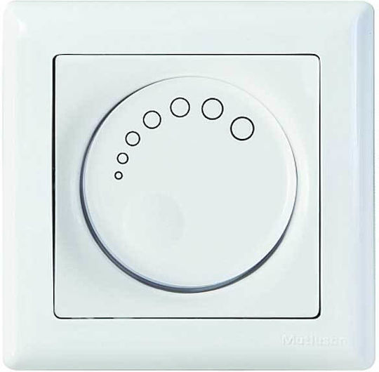 Mutlusan Daria Vertieft Dimmerschalter mit Rahmen LED Rotierend 300W in Weißer Farbe
