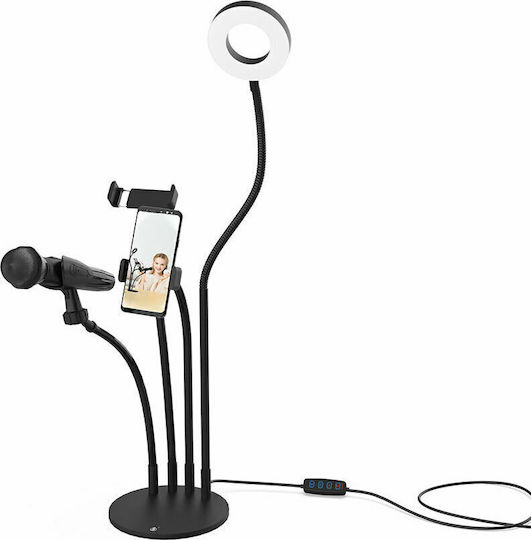 Ring Light 9cm με Επιτραπέζια Βάση Στήριξης και Βάση για Κινητό
