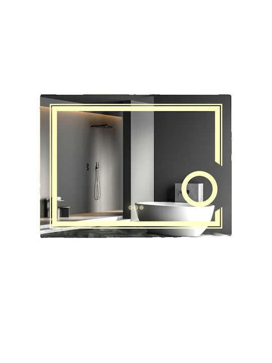 Vergrößerung Rechteckiger Badezimmerspiegel LED Berührung Rosa