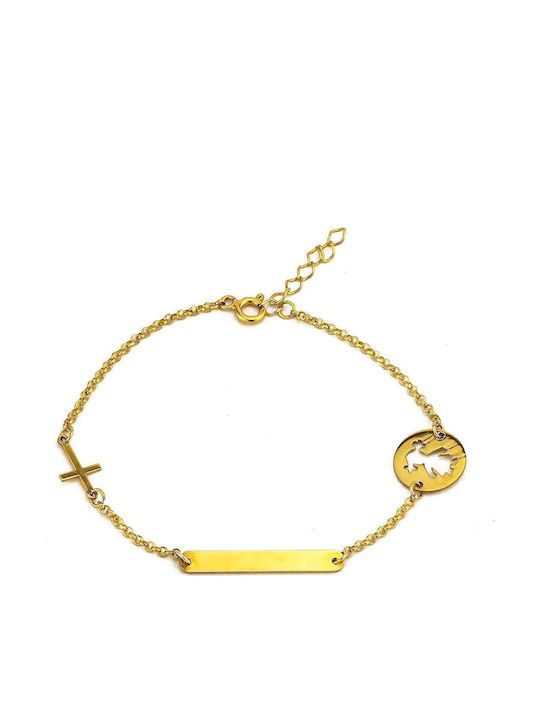 Goldsmith Kids Bracelet ID from Gold-plated Silver with Σταυρό