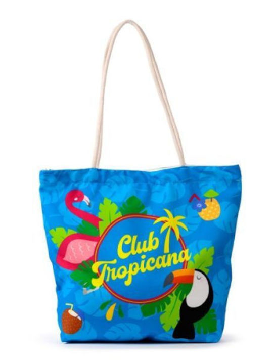 Saitis Gnf Club Tropicana Fabric Beach Bag Waterproof with Flamingo Blue