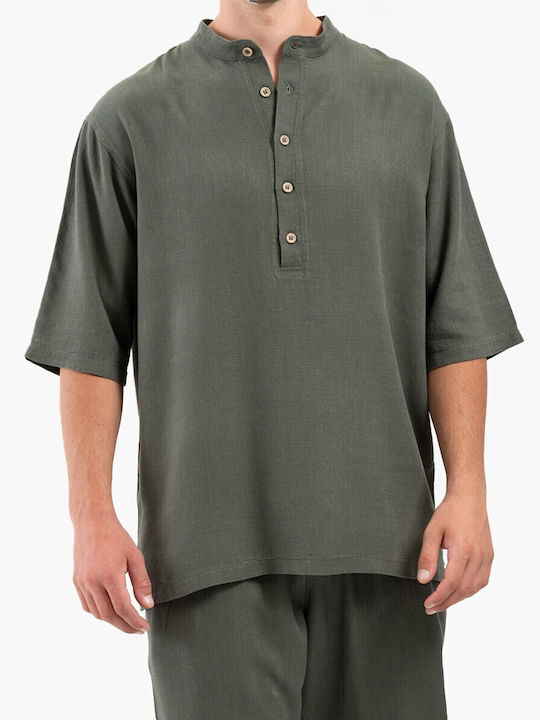 Vittorio Artist Short-sleeved Linen Shirt Green