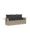 Three-Seater Outdoor Rattan Sofa with Cushions 55x55x69cm