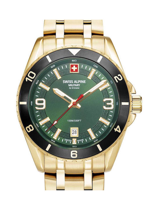 Swiss Alpine Military by Grovana Watch Battery with Gold Metal Bracelet