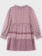 Mosaic Mädchenkleid Langärmelig Kinderbekleidungssets mit Zubehör Rosa