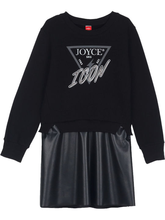 Icon Dress Παιδικό Φόρεμα Φούτερ Μακρυμάνικο Μαύρο